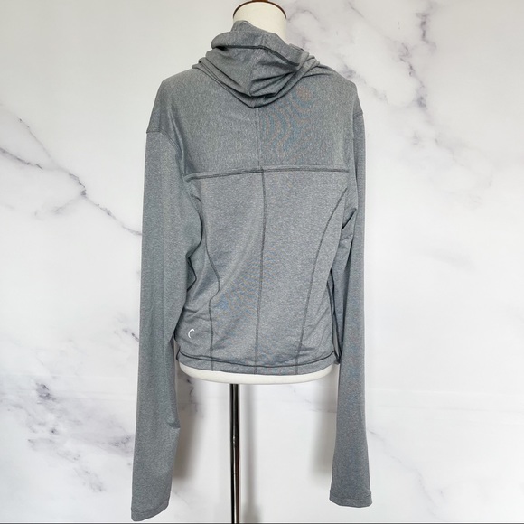 SOLD ZYIA Active Haze Yoga Wrap Hooded Gray Shawl - Picture 11 of 15